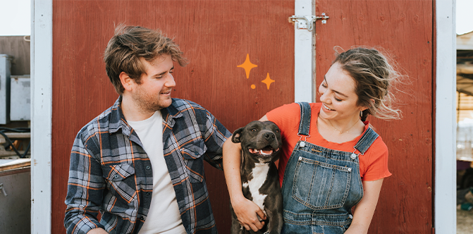 Couple with dog